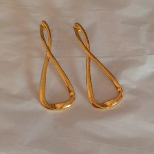 Gold Metal Post Earrings 2 1/2 "